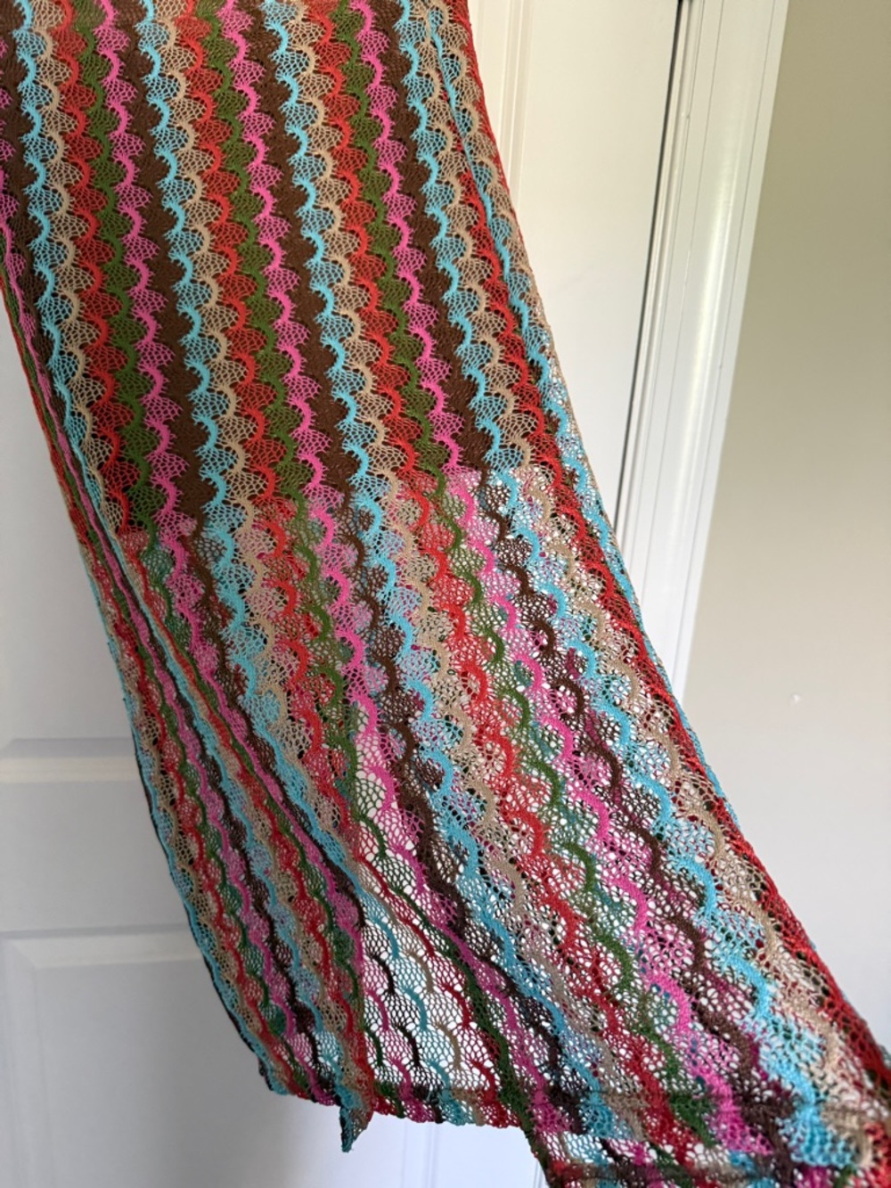 Sweet Rain Multicolor Crochet lace midi skirt boho small